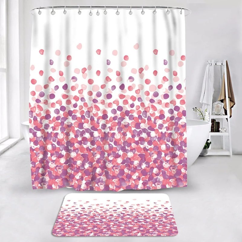 Bluejw Pink Shower Curtain Set Bathroom Fabric Curtains Waterproof Colorful Funny and Bath Rugs Set Floor Mat Bathroom - Image 2