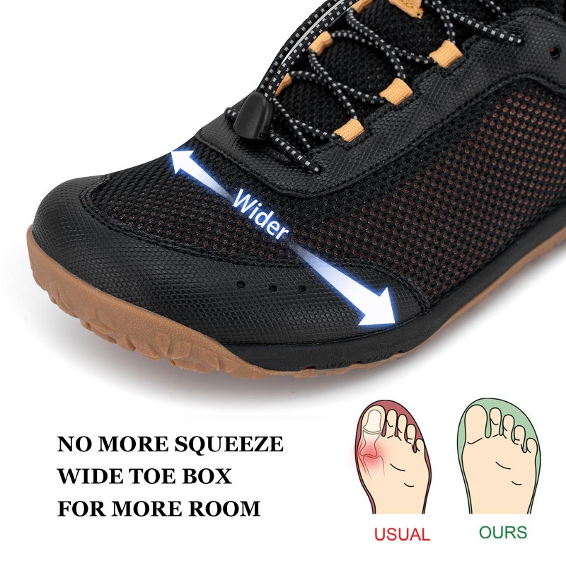 Pulltop Men's Barefoot Water Shoes | Quick-Dry | Lightweigh Wide Zero Drop Self-Draining Sole Amphibious Sneakers Black-Gum Size 13 - Image 3