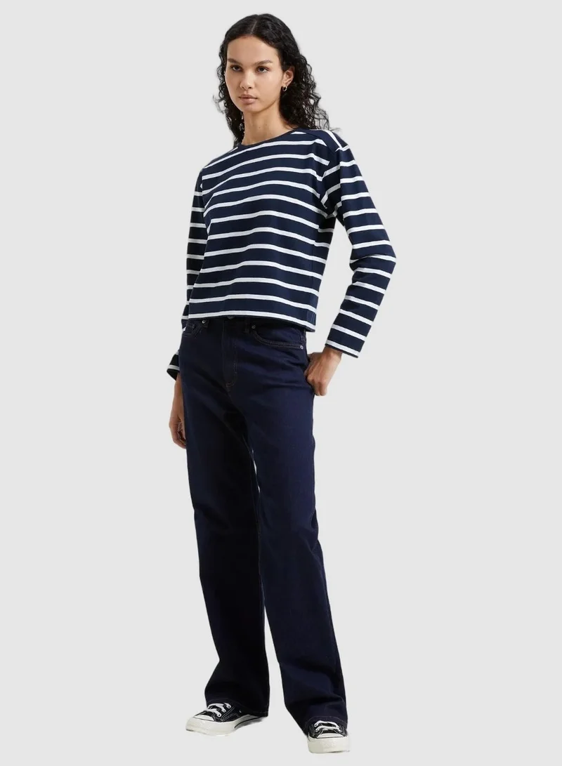 French Connection Stripe Marine/White Rallie Stripe Crew Neck T-Shirt for Women | Best Price UAE