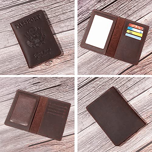 AGBIADD Genuine Leather Passport and Vaccine Card Holder Combo, RFID Blocking, Coffee, Unisex - Image 3