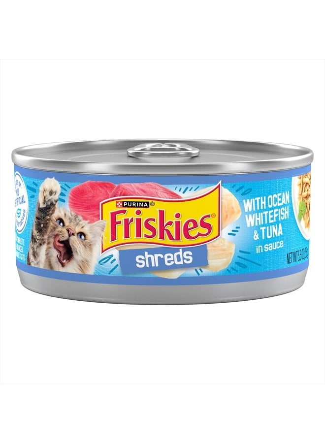 Friskies Purina Friskies Wet Cat Food, Shreds With Ocean Whitefish & Tuna in Sauce - (Pack of 24) 5.5 oz. Cans - Image 1