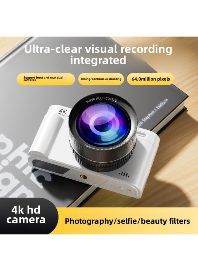 Generic Product Flip-screen Camera HD Digital Camera Retro Micro Single CCD Flip-screen Student Campus Can Take Self-portrait Beauty Photos-Body Color:White + Wide-angle Lens + 32g Memory Card  - Image 4