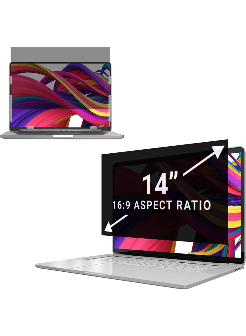 Laptop Privacy Screen 14 Inch, 16:9 Aspect Removable Privacy Screen Filter for Laptop Widescreen, Anti Glare Blue Light Compatible with Chromebook Hp Envy/ Dell/ Asus/ Acer/ Samsung/ Lenovo Yoga - Image 1