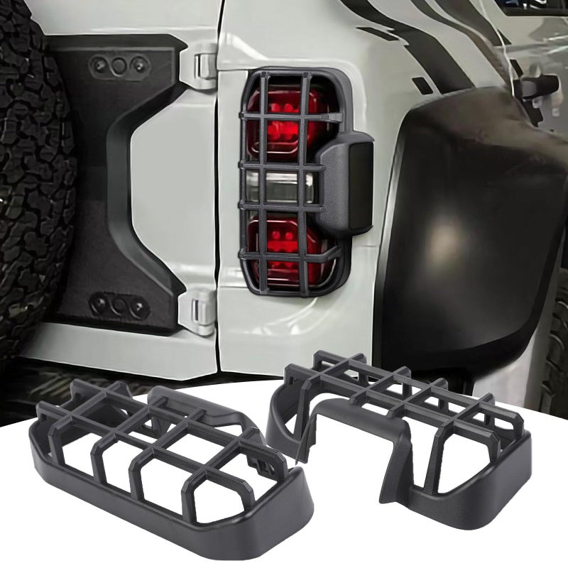 PDKLIN for Bronco Raptor Tail Light Guard Trim Cover Bezel Compatible with Ford Bronco Raptor 2021 2022 2023 2024 Black Exterior Accessories 2pcs
