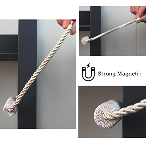 Hangtty Magnetic Curtain Tiebacks 2 Pack Beige Curtain Rope Tieback Curtain Holders for Drapes Modern Tie Backs Decorative Curtain Holdbacks - Image 5