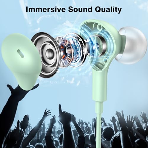 APETOO USB C Headphones for iPhone 17 16 15 Plus iPad 10th Wired Earbuds for Samsung S24 S23 S22 S21 S20 Magnetic Noise Canceling in-Ear Type C Earphones with Mic Volume Control for Pixel 9 8 7, Mint - Image 2