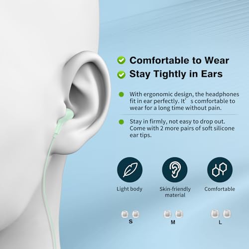 APETOO USB C Headphones for iPhone 17 16 15 Plus iPad 10th Wired Earbuds for Samsung S24 S23 S22 S21 S20 Magnetic Noise Canceling in-Ear Type C Earphones with Mic Volume Control for Pixel 9 8 7, Mint - Image 5