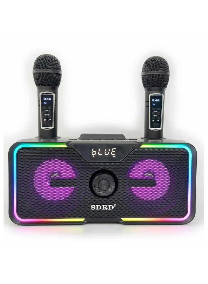 SDRD Karaoke Machine with 2 UHF Wireless Microphones, Portable Bluetooth Speaker - Image 1