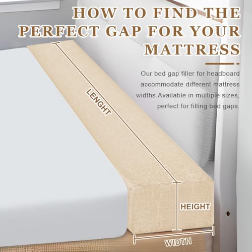 NANGELRN Bed Gap Filler,High-Density Bed Crack Filler with Removable Cover,Mattress Extender for Headboard Gap,Spacer Filler Between Mattress and Wall,Bed Wedge Gap Filler,Full Size,Beige,39"x4"x6" - Image 2