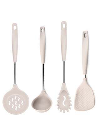 P Plus Fire Silicone Spoon for Cooking Silicone Noodle Spatula Flatware Rice Scooper Skimmer Spoon for Frying Poori Strainer Non Stick Spoon Pasta Server Rice Server Set of 4 Cream - pzsku/Z37FEACDDCA8DB7767EC7Z/45/1748244546/ea8a23f4-3558-4ac6-843c-c0b473e957b6