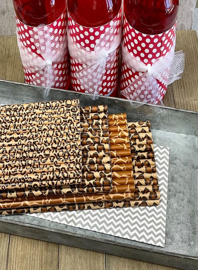 Outside the Box Papers Animal Print Paper Straws - Safari Theme - Leopard Giraffe Cheetah Print - Black Brown Tan - 100 Pack Outside the Box Papers Brand - Image 2