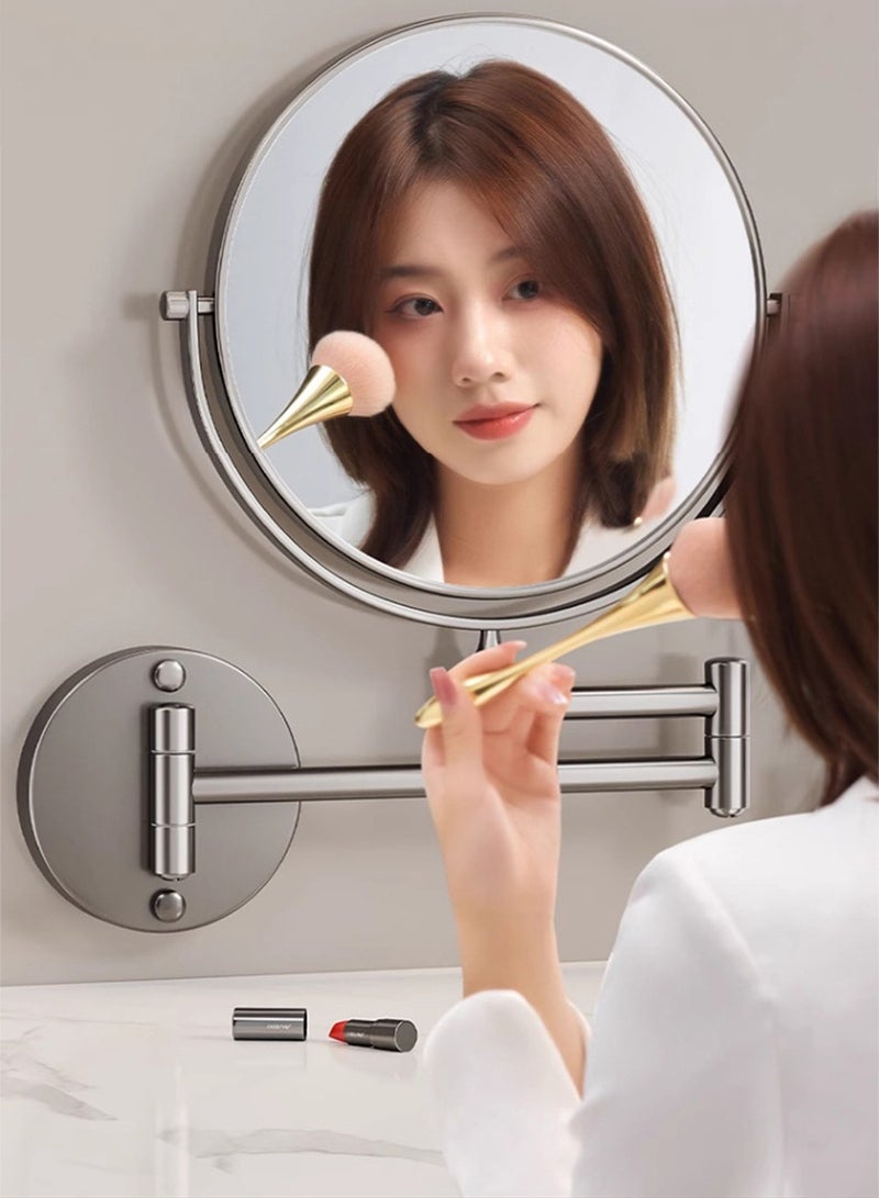 Wall Mounted Illuminated Makeup Vanity Mirror, 3x Magnification, Extended Arm 360 Degree Swivel Shaving, Makeup Mirror 8 in. - Image 2