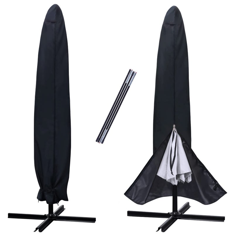 NettyPro Patio Umbrella Cover Outdoor Waterproof Market Umbrella Parasol Cover Fits 10ft to 12ft, Black - Image 1