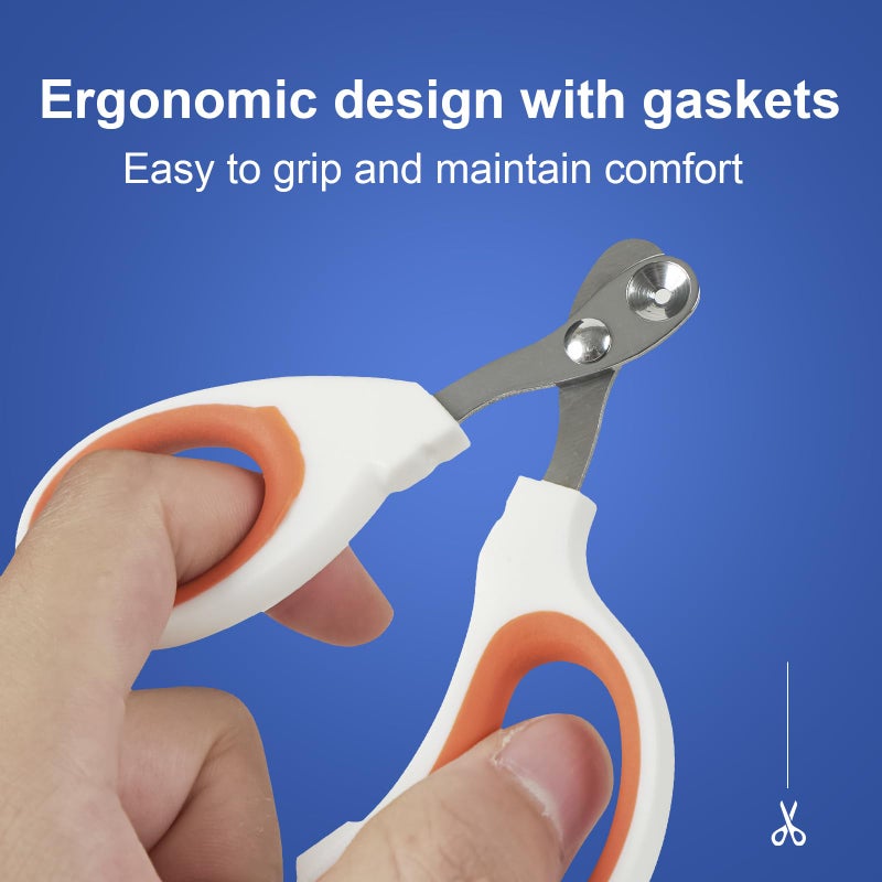 Vesslam Cat Nail Clippers with Circular Cut Hole -Avoid Over Cutting Pet Nail Clippers -Sharp Angled Blade Professional Paw Trimmer Set for Novice Pet Families (Orange) - Image 4
