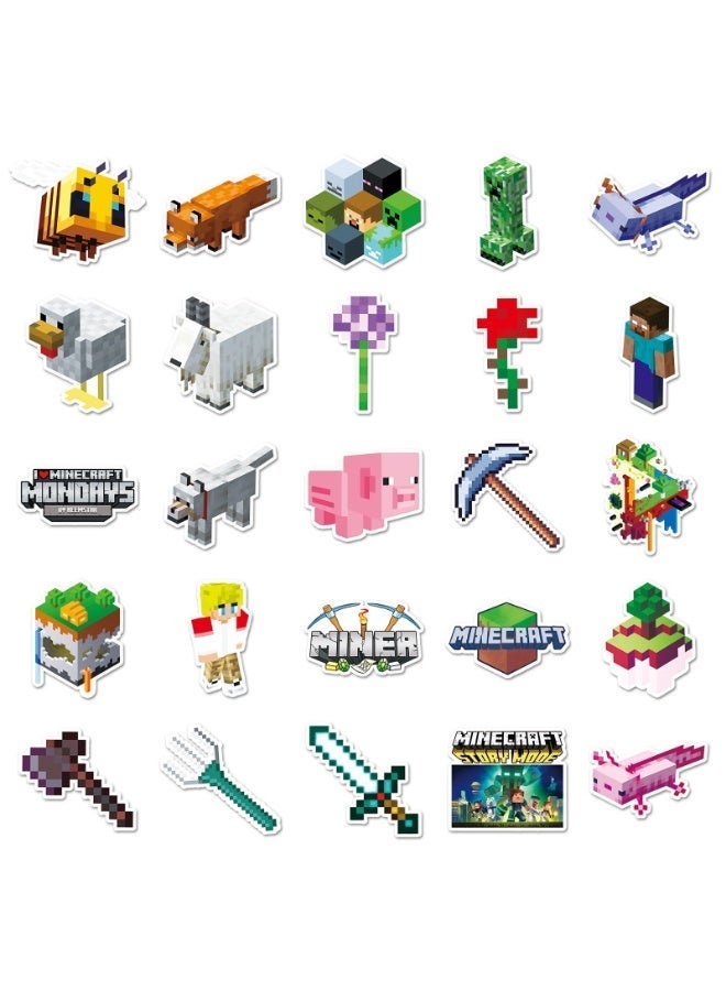MINECRAFT 50pcs Cool Minecraft Waterproof Vinyl Stickers – Laptop, Water Bottle, Luggage, Car Decals & Durable Skateboard for Teens & Adults (Removable) - Image 2