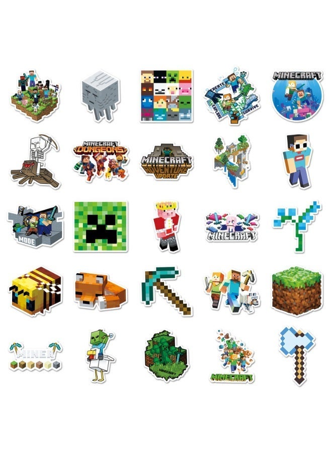 MINECRAFT 50pcs Cool Minecraft Waterproof Vinyl Stickers – Laptop, Water Bottle, Luggage, Car Decals & Durable Skateboard for Teens & Adults (Removable) - Image 3