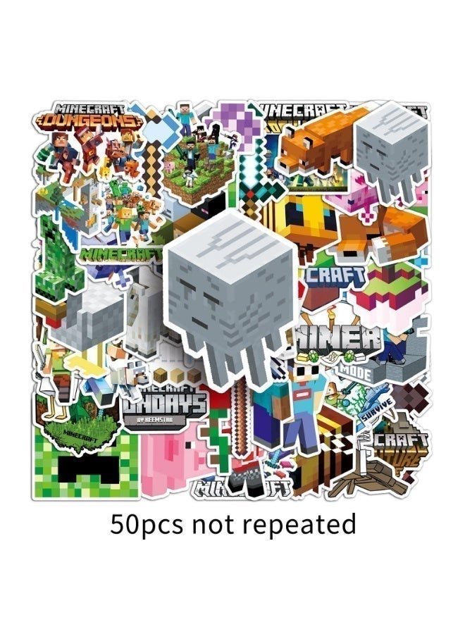MINECRAFT 50pcs Cool Minecraft Waterproof Vinyl Stickers – Laptop, Water Bottle, Luggage, Car Decals & Durable Skateboard for Teens & Adults (Removable) - Image 4