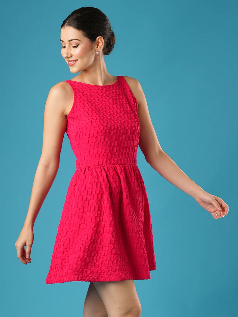 globus Women Boat Neck Fit & Flare Dress