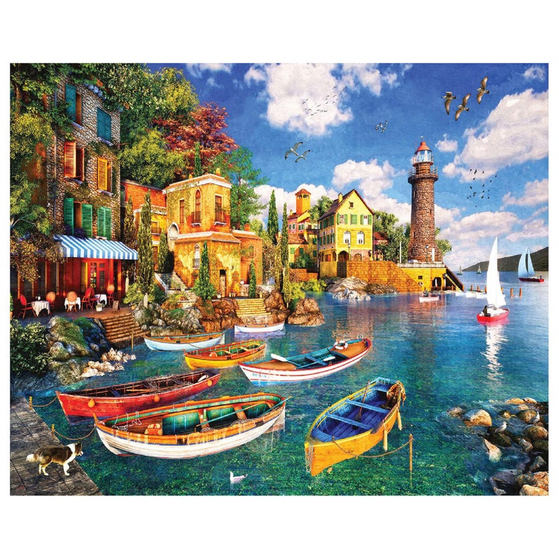 White Mountain Puzzles Mediterranean Harbor  1000 Pieces Jigsaw Puzzle - Image 3