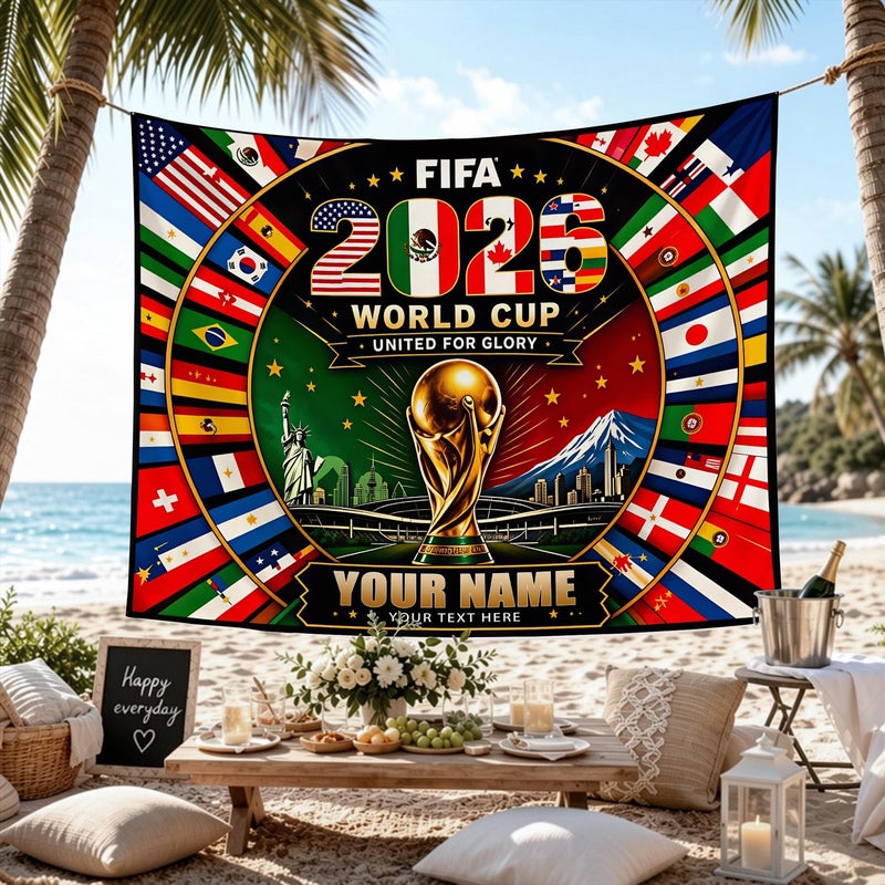 ARS FIFA World Cup 2026 Banner Wall Art, Party, Party Backdrop, Football Party – Premium Fabric Poster, Banner, Large Banner, Durable Weather-Resistant Hanging Banner with Metal Rings for Indoor & Outdoor Decoration - Image 1