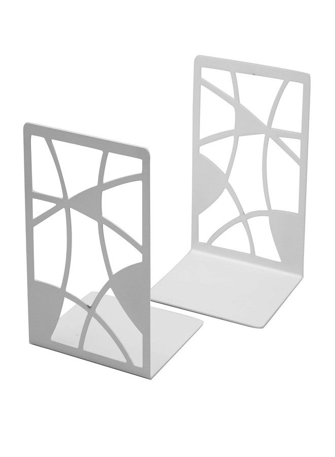 Spillbox حوامل كتب معدنية مانعة للانزلاق من Spillbox | رفوف كتب | طاولة دراسة | ديكور منزلي | حوامل | حافظة | دعامة | قاعدة | شديدة التحمل | طقم | حوامل كتب للمكتب والمنزل - دائرة (أبيض) - Image 1