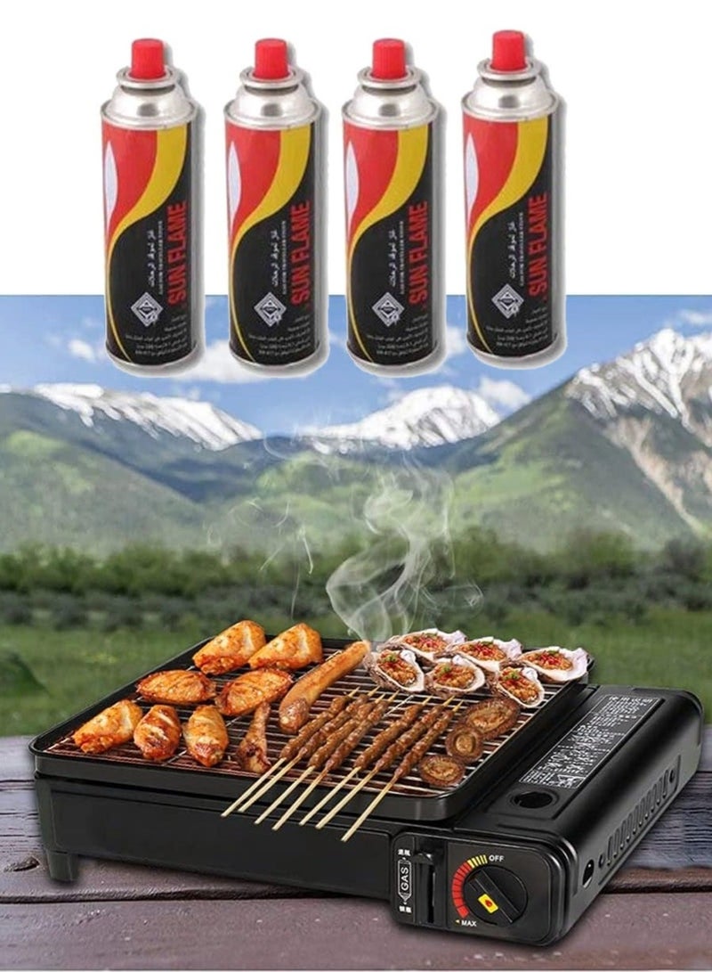 ال سي شواية غاز محمولة مع اربع عبوات غاز للرحلات والشواء الخارجي - Image 1