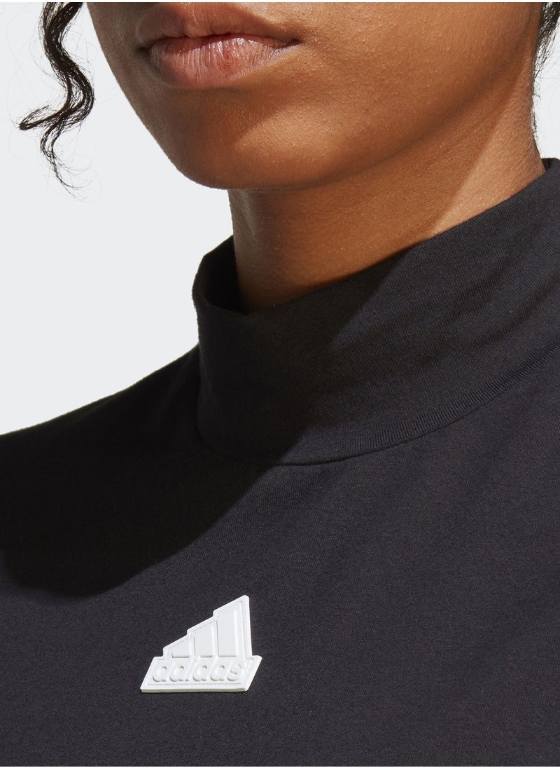 Adidas - 3 Stripe Future Icon Mock Neck Top - Image 1