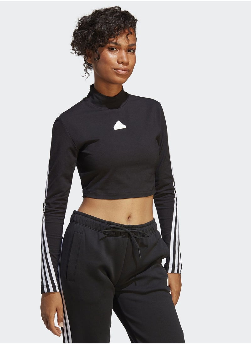 Adidas - 3 Stripe Future Icon Mock Neck Top - Image 1