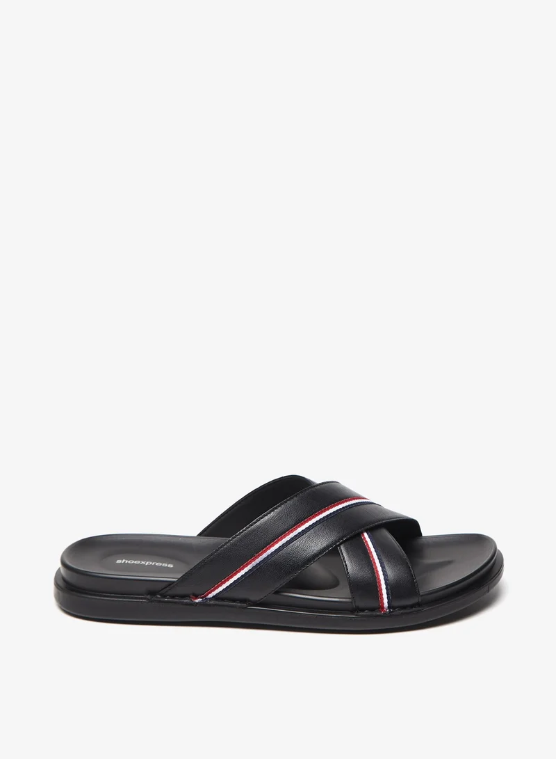 shoexpress Mens Textured Cross Strap Slip On Arabic Sandals with Tape Detail