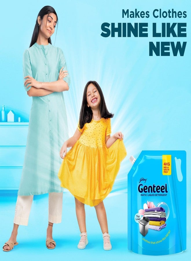 Genteel Matic Liquid Detergent Refill Pouch for Top load Washing - 4kg | No Soda Formula | with Added Fabric Conditioner - Image 2