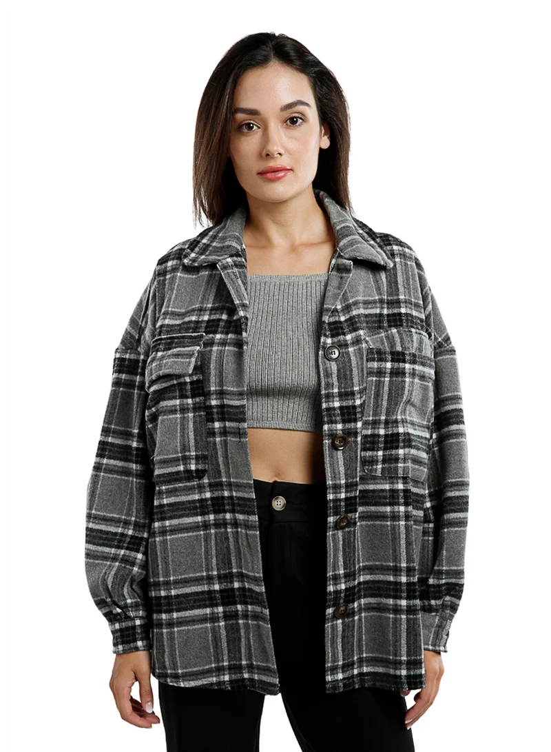 London Rag Oversized Flannel Plaid Shirt