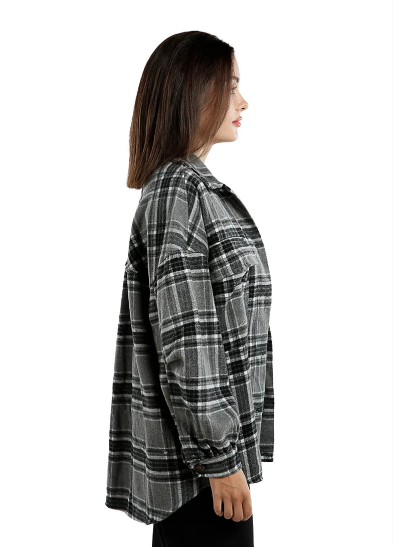 London Rag Oversized Flannel Plaid Shirt