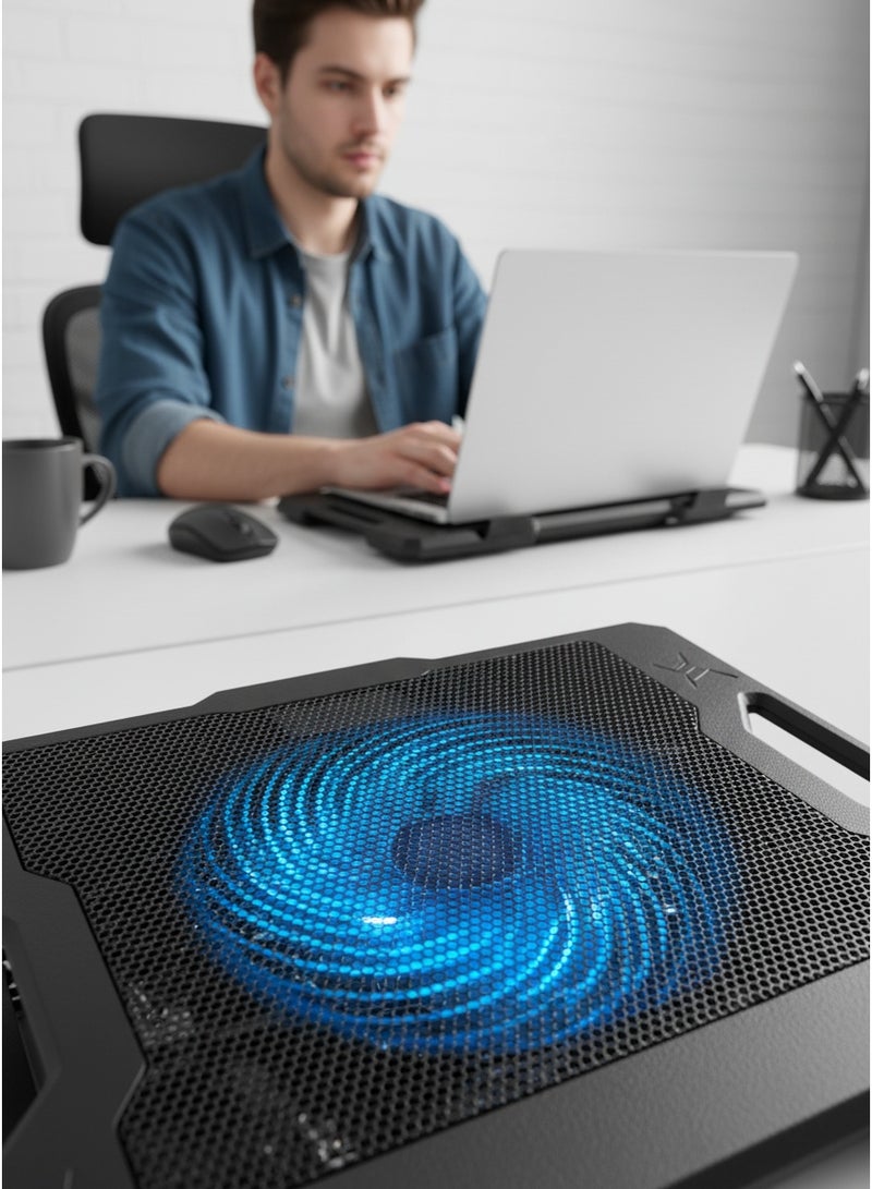 CRASH C1000 17-Inch Backlit Laptop Cooling Stand with LED Lights, Metal Mesh Design, Adjustable, for Optimal Usage Comfort - Image 4