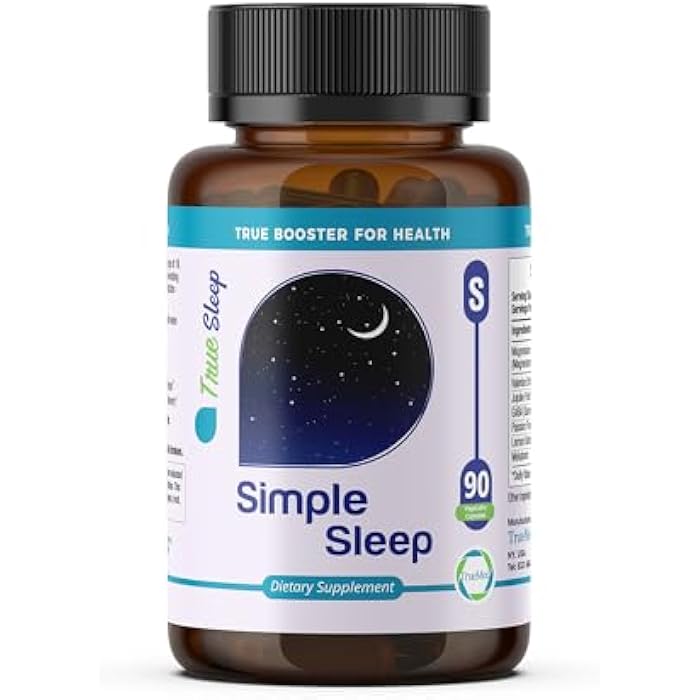 TRUEMED Sleep Support Supplement Natural Relaxation, Formula Magnesium Glycinate, Valerian Extract, GABA, Melatonin, Passion Flower, Lemon Balm & Promote Calm & Improve Sleep Quality 90 Capsules - Image 1