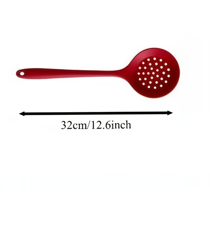 2Pcs Black Silicone Colander Slotted Spoon Heat Resistant Kitchen Tool - Image 3