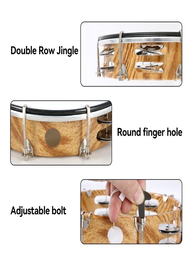 EASTROCK 8 inch Tambourine Adjustable for Adults Hand Held Plastic Tambourines Double Row Metal Jingles Percussion Musical Instrument 8 inch Light - Image 4