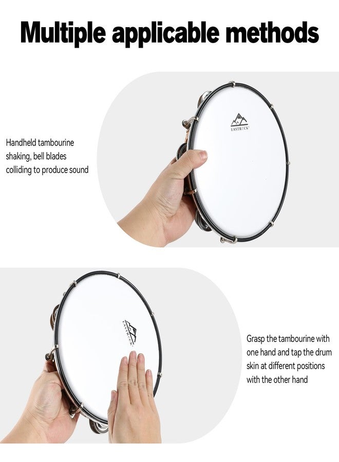 EASTROCK 8 inch Tambourine Adjustable for Adults Hand Held Plastic Tambourines Double Row Metal Jingles Percussion Musical Instrument 8 inch Light - Image 5