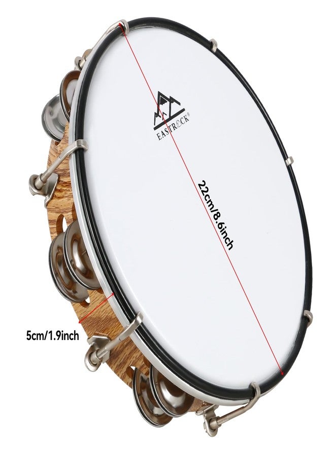 EASTROCK 8 inch Tambourine Adjustable for Adults Hand Held Plastic Tambourines Double Row Metal Jingles Percussion Musical Instrument 8 inch Light - Image 2