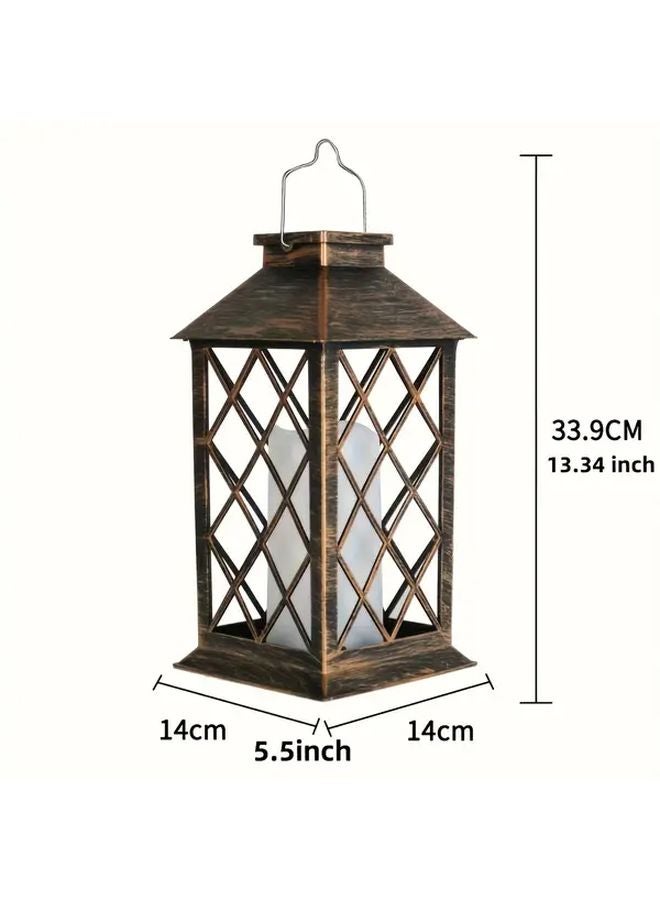 Black Solar LED Flickering Candle Lantern Outdoor Garden Patio Hanging Light Gift - Image 4