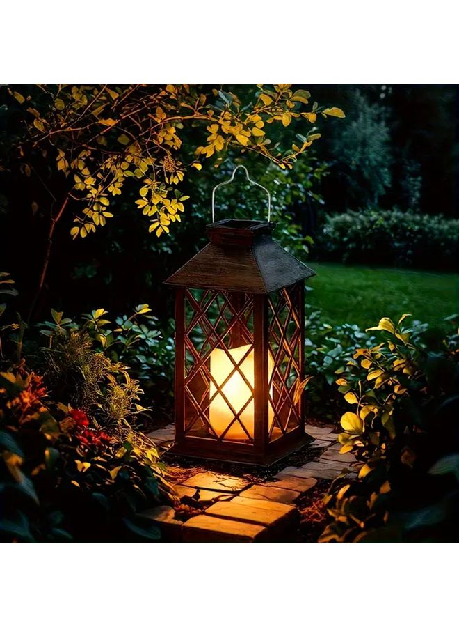 Black Solar LED Flickering Candle Lantern Outdoor Garden Patio Hanging Light Gift - Image 3