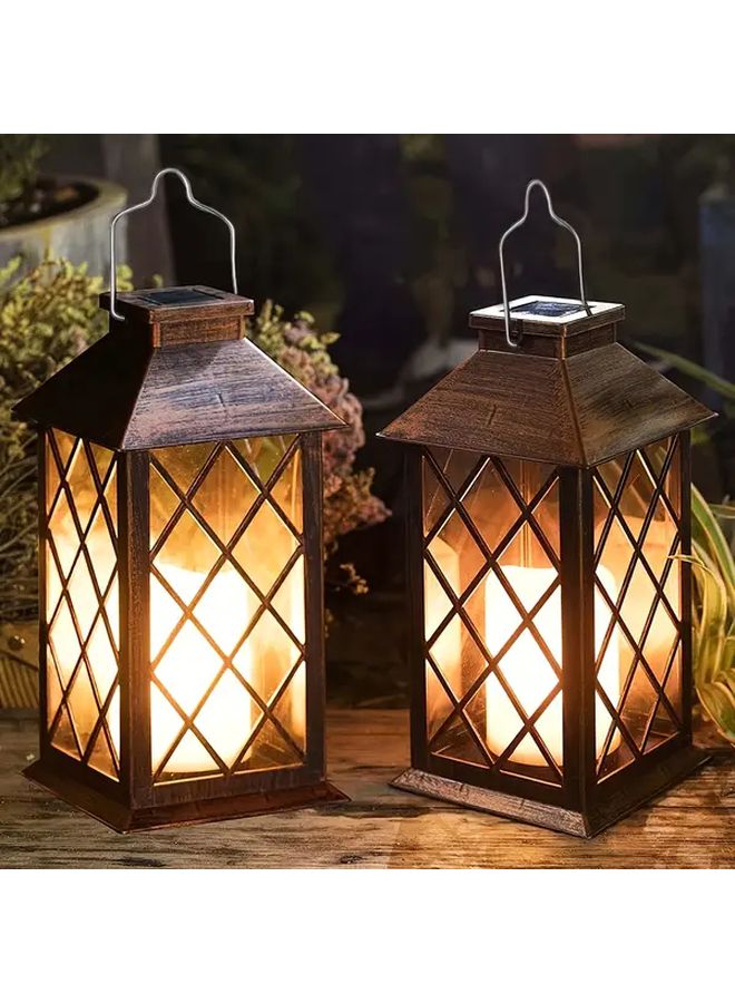 Black Solar LED Flickering Candle Lantern Outdoor Garden Patio Hanging Light Gift - Image 5