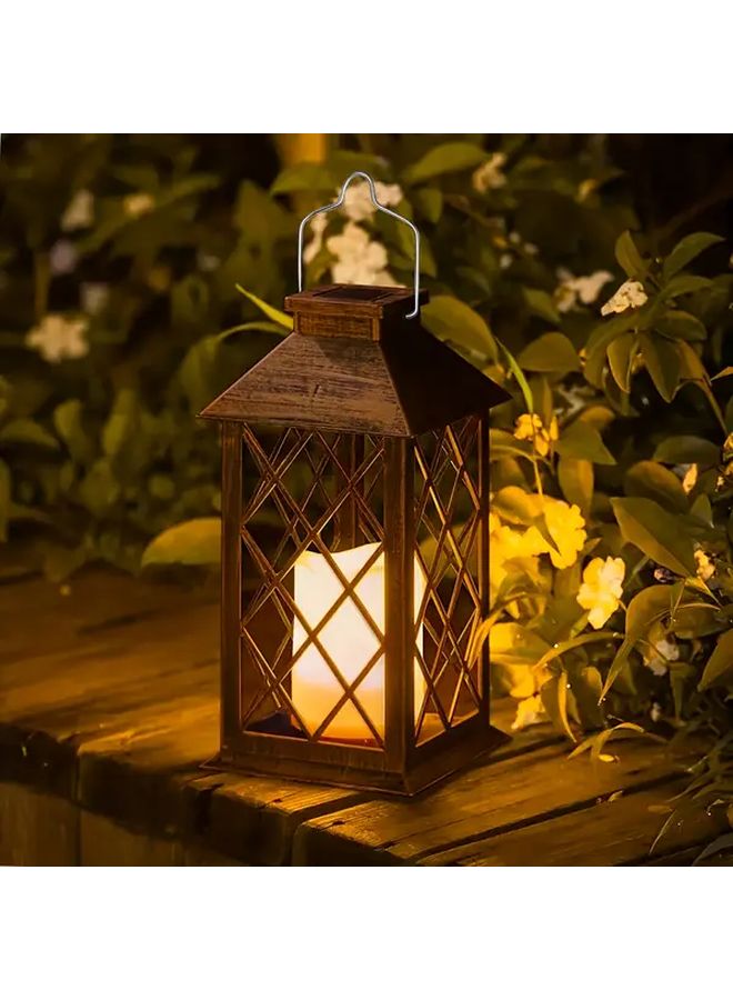 Black Solar LED Flickering Candle Lantern Outdoor Garden Patio Hanging Light Gift - Image 2