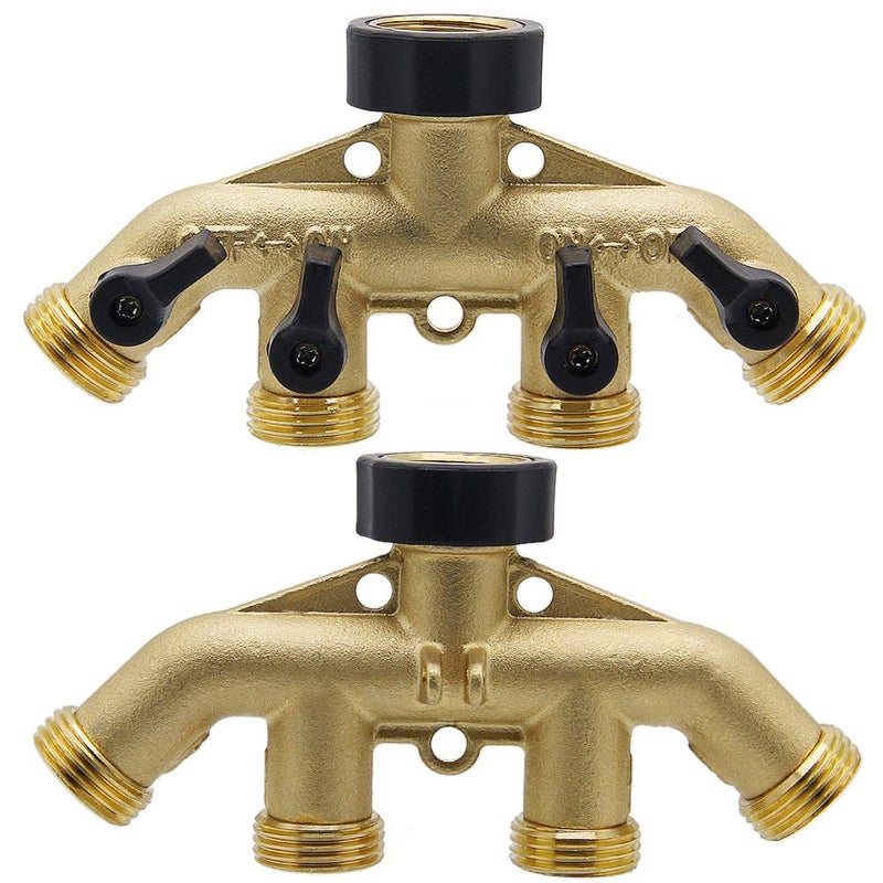 Twinkle Star 4 Way Heavy Duty Brass Garden Hose Splitter, Hose Connector 3/4", Hose Spigot Adapter with 4 Valves - Image 3
