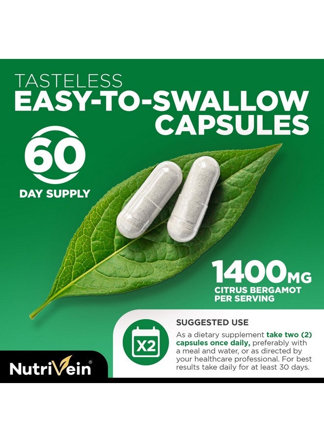 Nutrivein Nutrivein Premium Citrus Bergamot Supplement 1400mg 25:1 Bergamia Extract - 60 Day Supply (120 Capsules): Powerful Italian Citrus Bergamot 1400 mg+ High Concentration - Heart and Circulatory System - Image 5