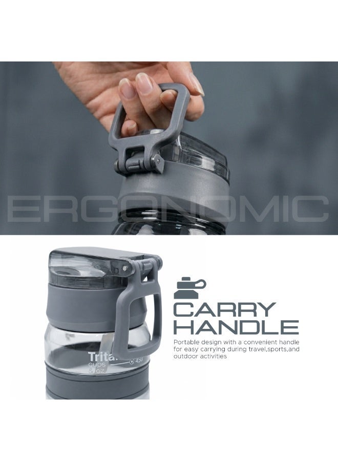 TR6 زجاجة مياه TR6 Hydro Boost Active سعة 550 مل، خالية من مادة BPA، مصنوعة من مادة تريتان الشفافة المقاومة للتسرب، مزودة بغطاء دفع مع شفاطة ومقبض، خفيفة الوزن ومقاومة للكسر وخالية من الروائح، مثالية للأطفال في المكتب والصالة الرياضية والاستخدام اليومي (أسود) - Image 5