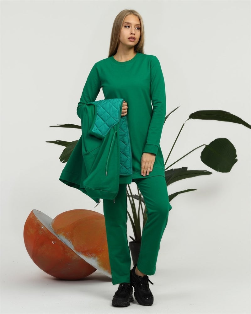 Bwest Minimal Quilted Sports Three Piece Suit - Benetton Green - Image 3