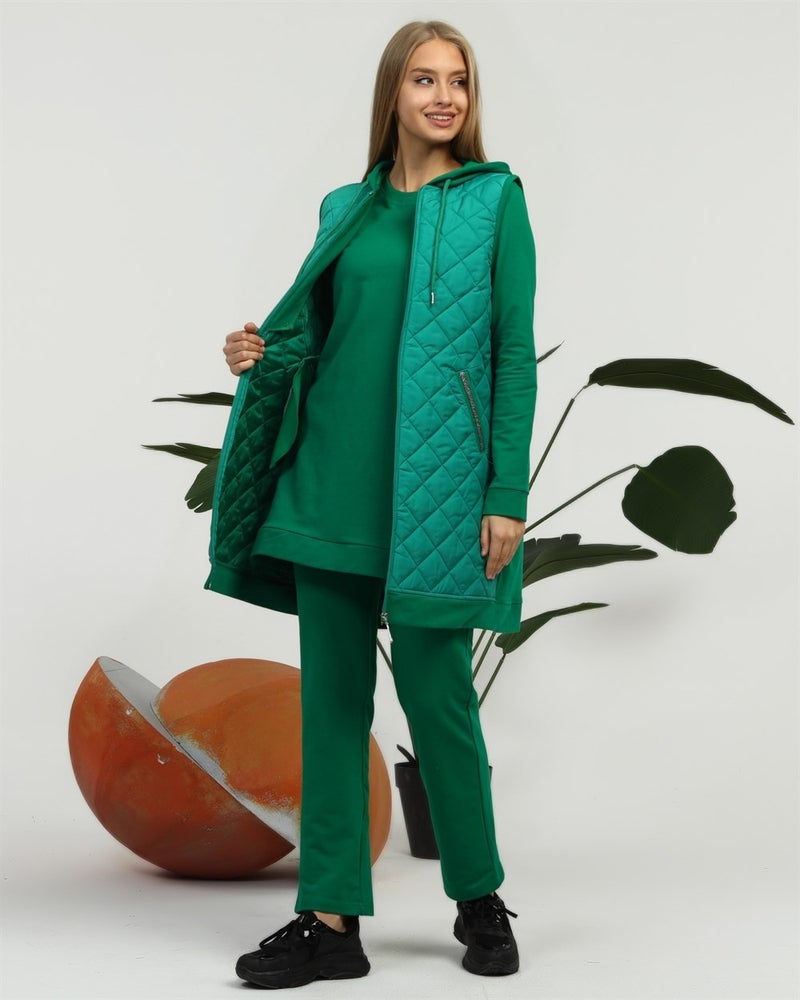 Bwest Minimal Quilted Sports Three Piece Suit - Benetton Green - Image 5