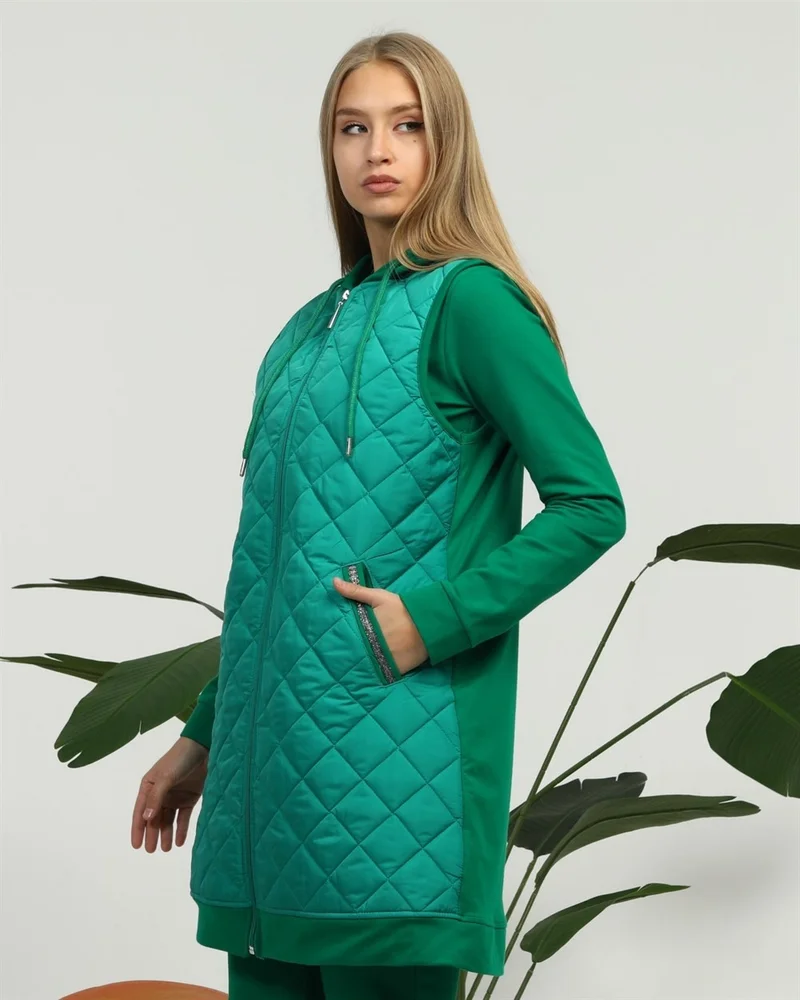 بي ويست Minimal Quilted Sports Three Piece Suit - Benetton Green