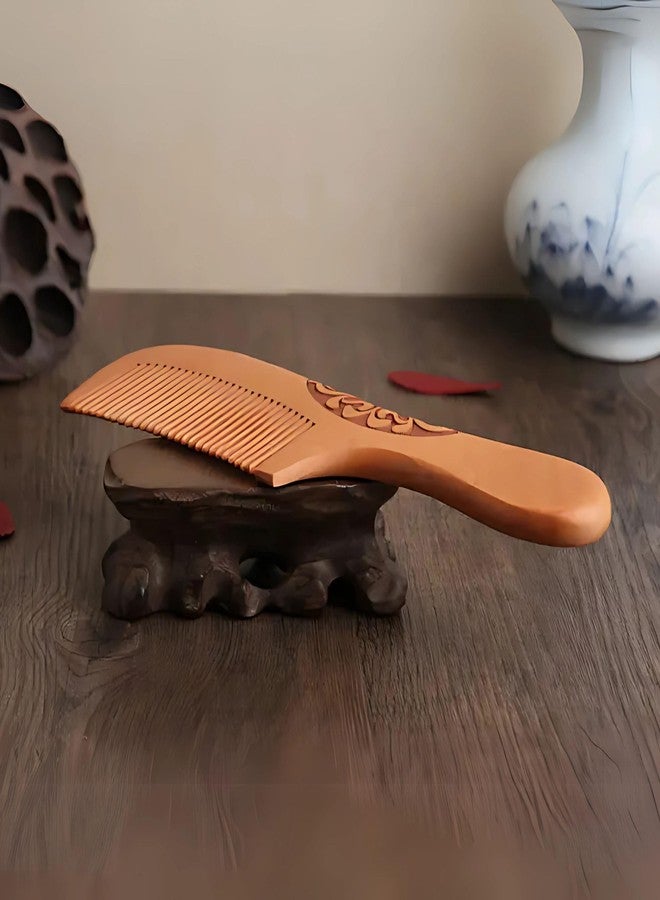 Fegor Wooden Handle Hair Comb - Pack of 1 | Natural Wooden Hair Comb with Handle for Men, Women, and Kids | Anti-Static, Smooth Teeth, Daily Hair Grooming - Image 4