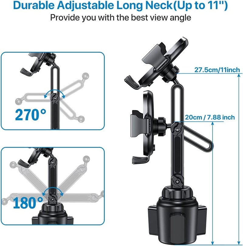 Miracase Universal Cup Phone Holder for Car, [Upgraded Version] Adjustable Long Neck Car Cup Holder Phone Mount Cradle Friendly Compatible with iPhone Samsung Google and All Smartphones, Blue - Image 4